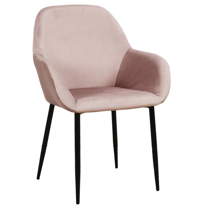 Lot De 4 Fauteuils Velours Côtelé Giulia Rose Home Deco Factory