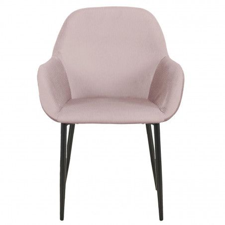 Lot De 4 Fauteuils Velours Côtelé Giulia Rose Home Deco Factory