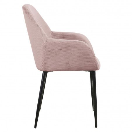 Lot De 4 Fauteuils Velours Côtelé Giulia Rose Home Deco Factory
