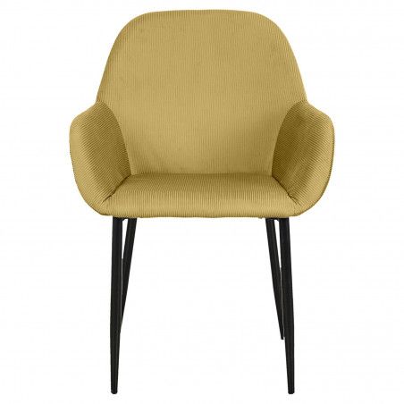 Lot De 6 Fauteuils Velours Côtelé Giulia Jaune Home Deco Factory