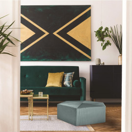 Pouf Velours Côtelé Giulia Bleu Canard Home Deco Factory 2