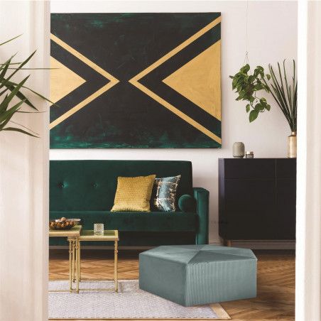 Pouf Velours Côtelé Giulia Bleu Canard Home Deco Factory