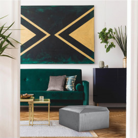 Pouf Velours Côtelé Giulia Gris Home Deco Factory 2