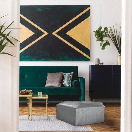 Pouf Velours Côtelé Giulia Gris Home Deco Factory