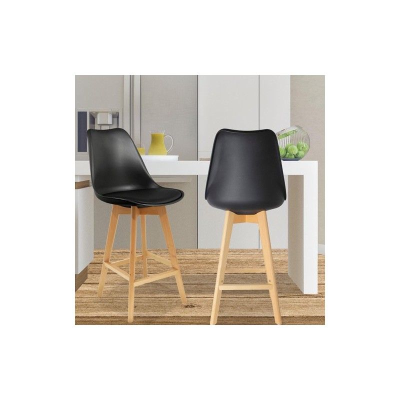 Chaise de bar Noire en bois et plastique