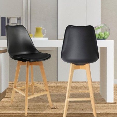 Chaise de bar Noire en bois et plastique