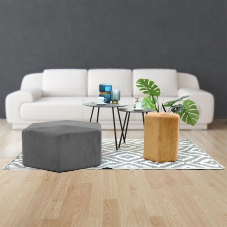 Pouf Velours Côtelé Giulia Jaune Home Deco Factory