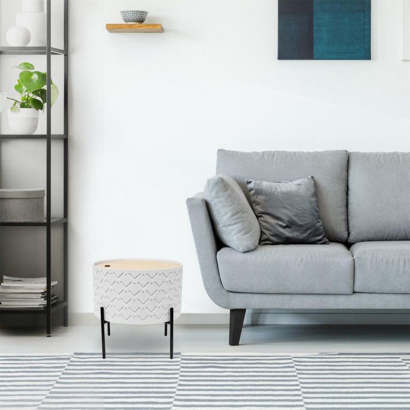 Table D'Appoint Coffre Blanc Home Deco Factory
