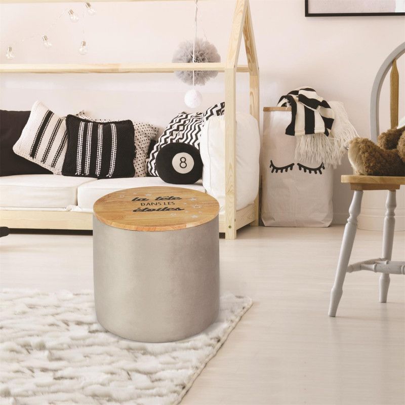 Lot De 2 Poufs Rangement Enfant Gris Home Deco Kids