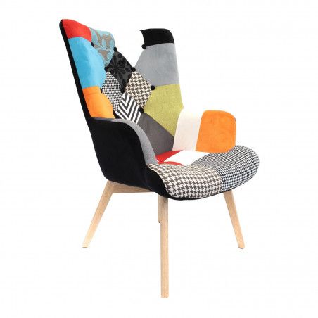 Fauteuil Patchwork Helsinki Avec Coussin Patchwork