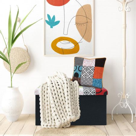 Banc Coffre Patchwork Avec Coussin Patchwork