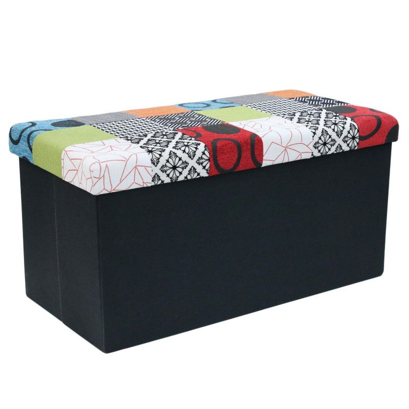 Banc Coffre Patchwork Avec Coussin Patchwork