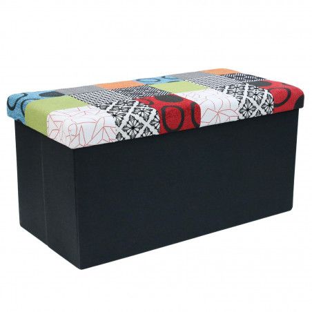 Banc Coffre Patchwork Avec Coussin Patchwork