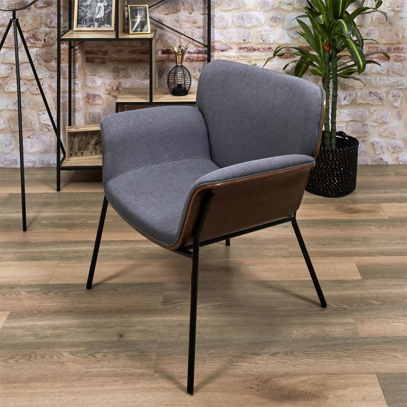 Fauteuil Sam Tissu Gris Home Deco Factory