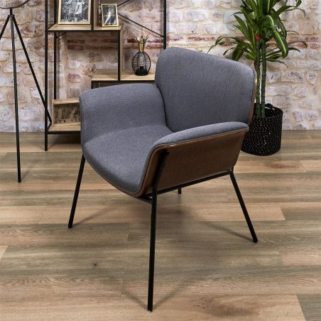 Fauteuil Sam Tissu Gris Home Deco Factory