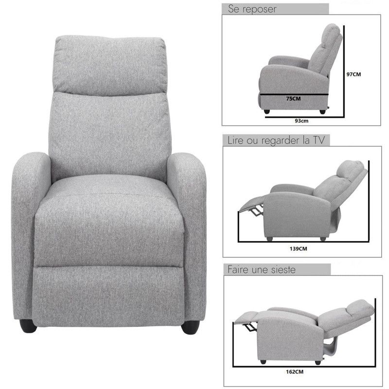 Fauteuil De Relaxation Dream Gris Home Deco Factory