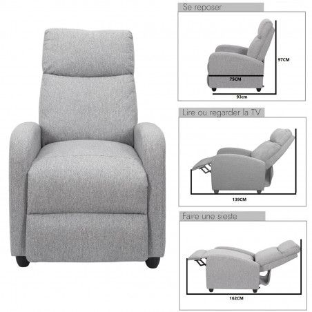 Fauteuil De Relaxation Dream Gris Home Deco Factory