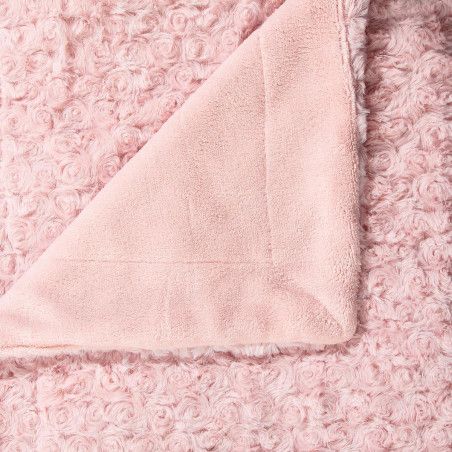 Plaid Rose Effet Fourrure Bouclée 120x160 Atmosphera
