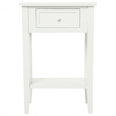 Table De Chevet Charme En Bois Blanc Atmosphera