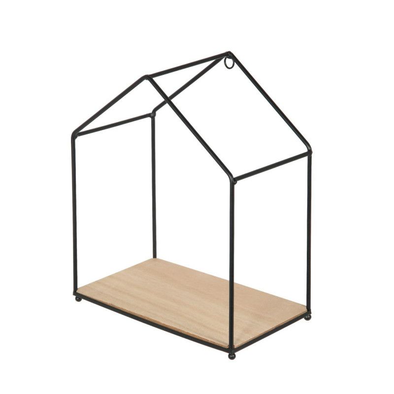 Set De 3 Étagères Forme Maison En Bois Et Métal