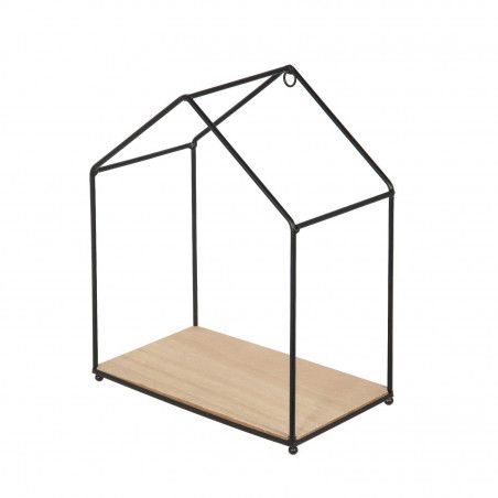 Set De 3 Étagères Forme Maison En Bois Et Métal