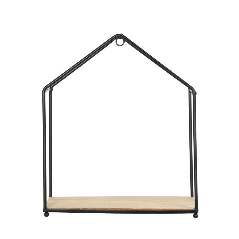 Set De 3 Étagères Forme Maison En Bois Et Métal