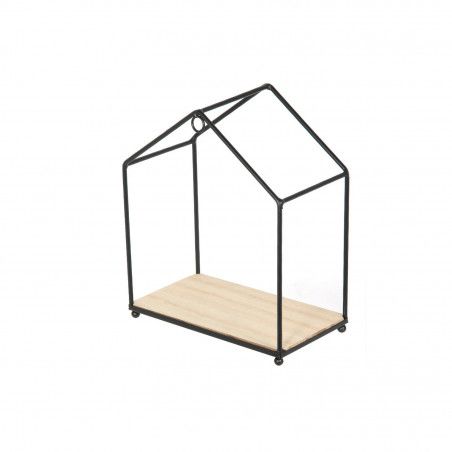 Set De 3 Étagères Forme Maison En Bois Et Métal