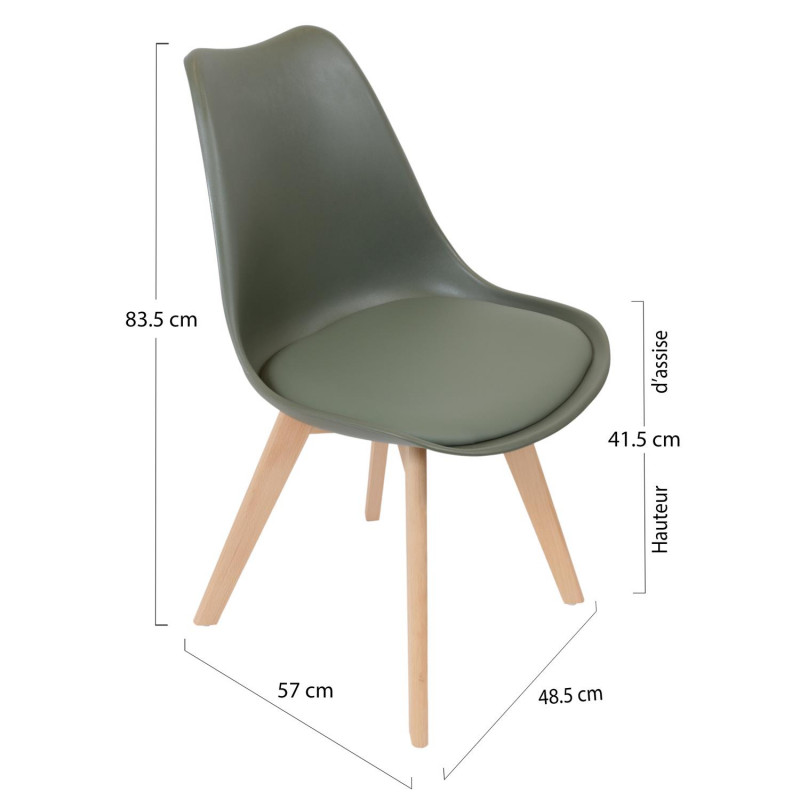Chaise Scandinave Coque Rembourrée Vert Home Deco Factory