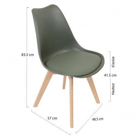 Chaise Scandinave Coque Rembourrée Vert Home Deco Factory