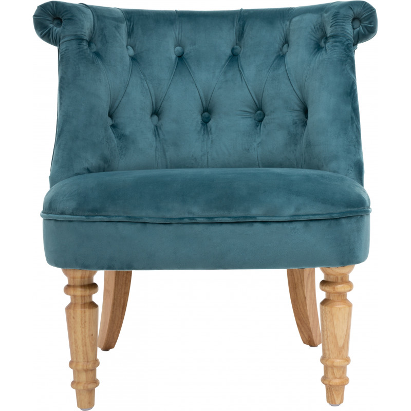 Fauteuil Velours Crapaud Bleu Atmosphera
