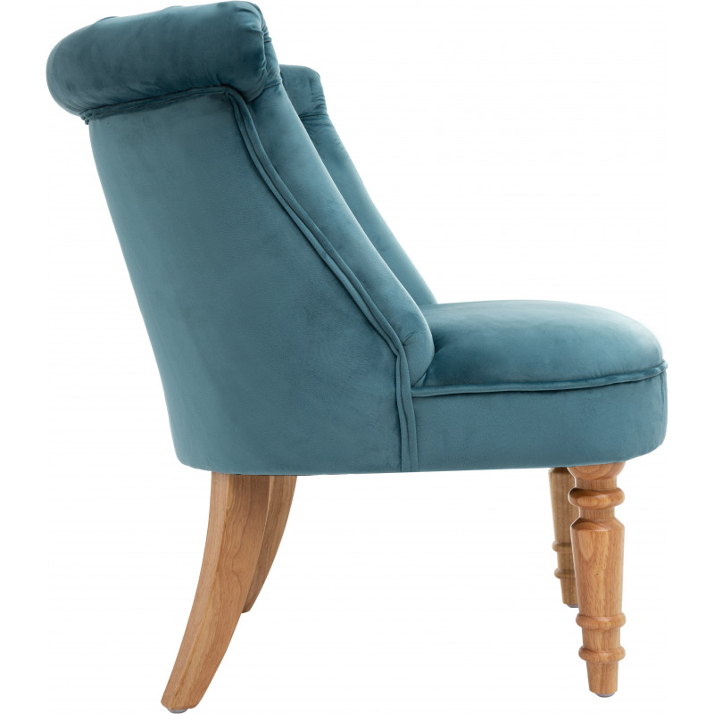 Fauteuil Velours Crapaud Bleu Atmosphera
