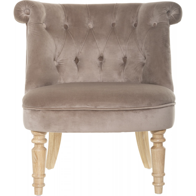 Fauteuil Velours Crapaud Taupe Atmosphera