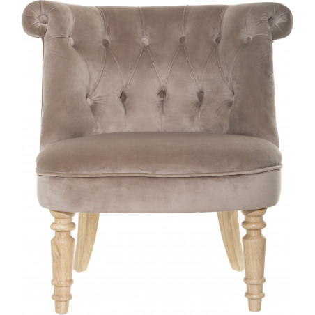 Fauteuil Velours Crapaud Taupe Atmosphera