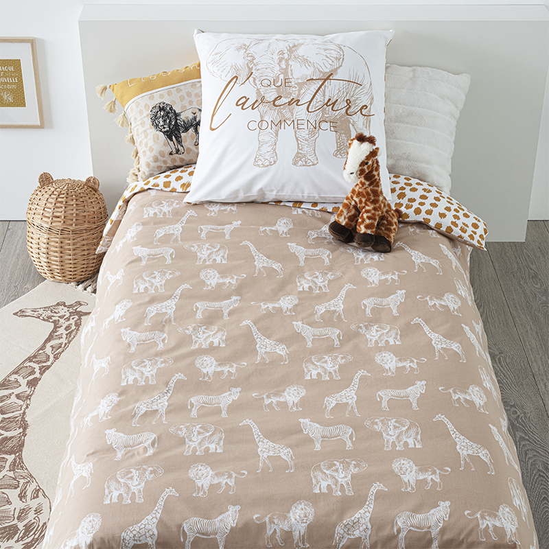 Parure De Lit enfant Savane 140x200 Beige Atmosphera