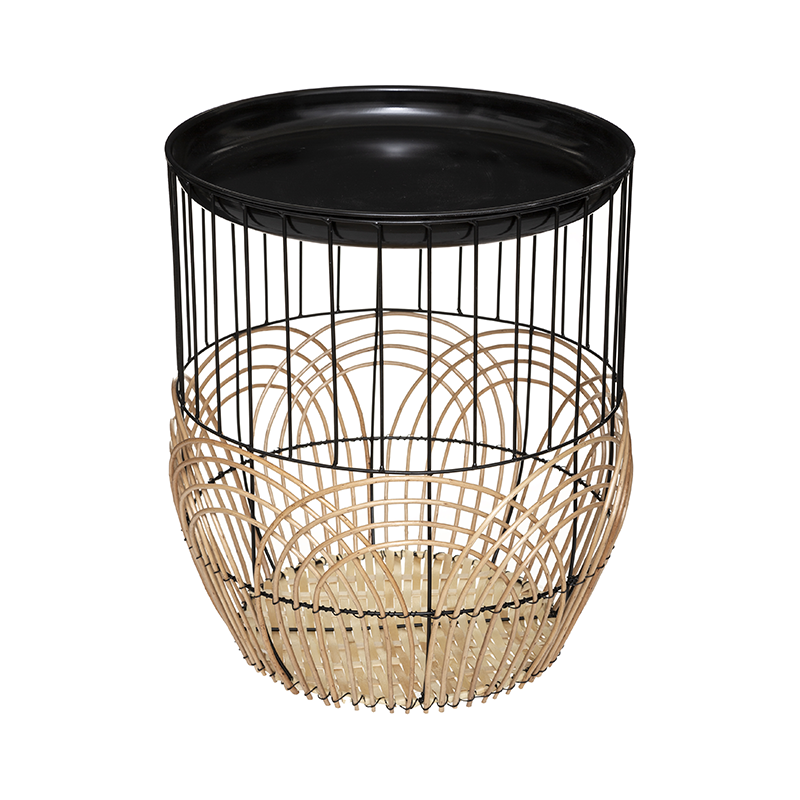 Lot De 2 Tables Café Métal Et Rotin Nolan Atmosphera