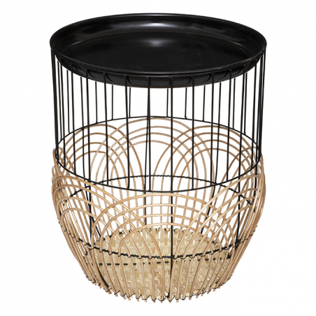 Lot De 2 Tables Café Métal Et Rotin Nolan Atmosphera