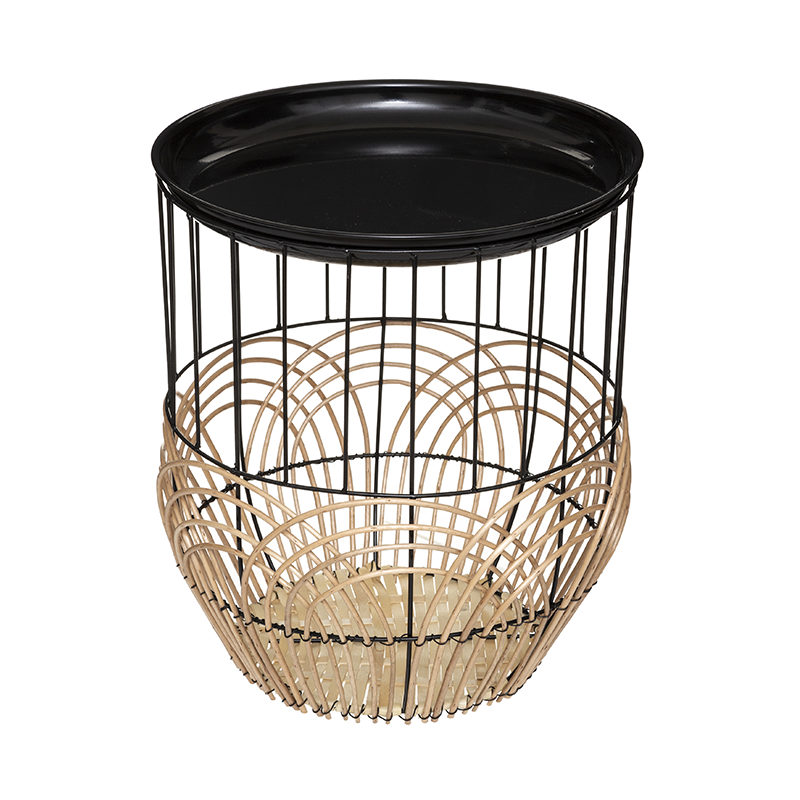 Lot De 2 Tables Café Métal Et Rotin Nolan Atmosphera