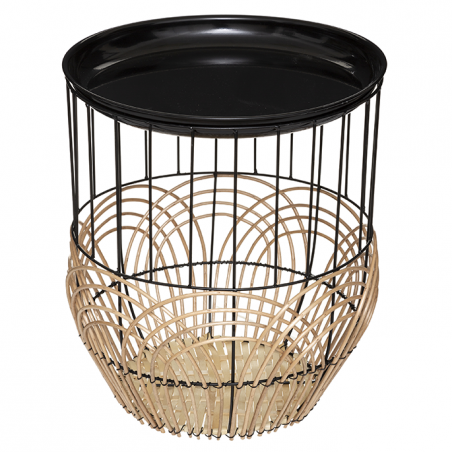 Lot De 2 Tables Café Métal Et Rotin Nolan Atmosphera