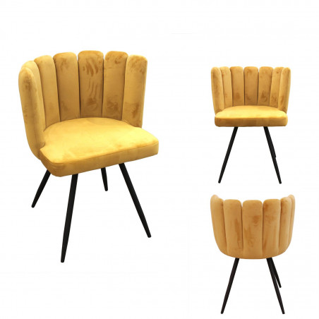 Lot De 2 Chaises Velours Ariel Jaune Home Deco Factory