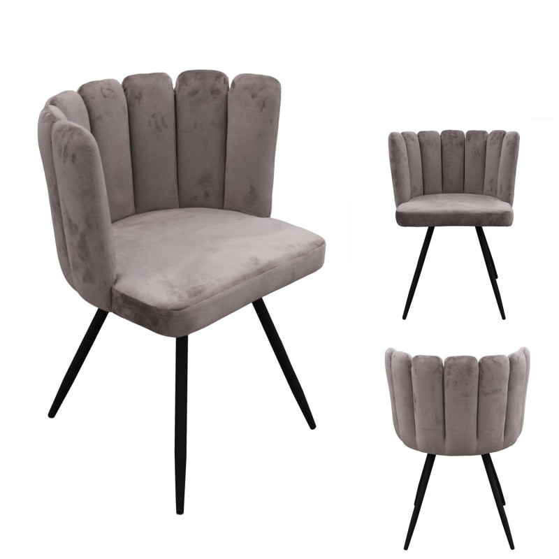 Lot De 2 Chaises En Velours Ariel Gris Home Deco Factory