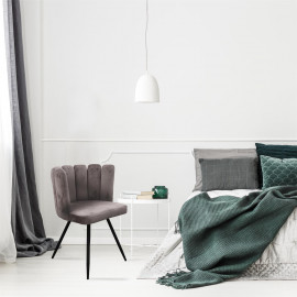 Lot De 2 Chaises En Velours Ariel Gris Home Deco Factory 2