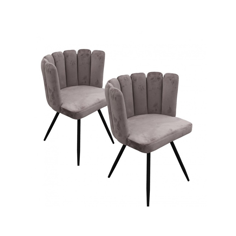 Lot De 2 Chaises En Velours Ariel Gris Home Deco Factory