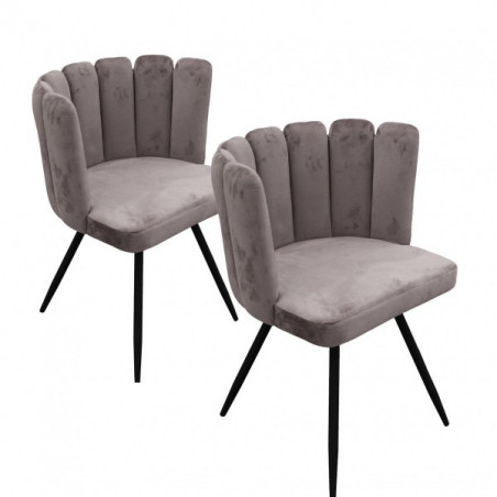 Lot De 2 Chaises En Velours Ariel Gris Home Deco Factory