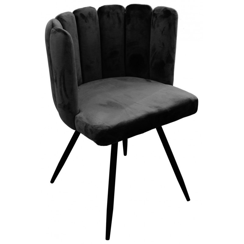 Lot De 2 Chaises En Velours Ariel Noir Home Deco Factory