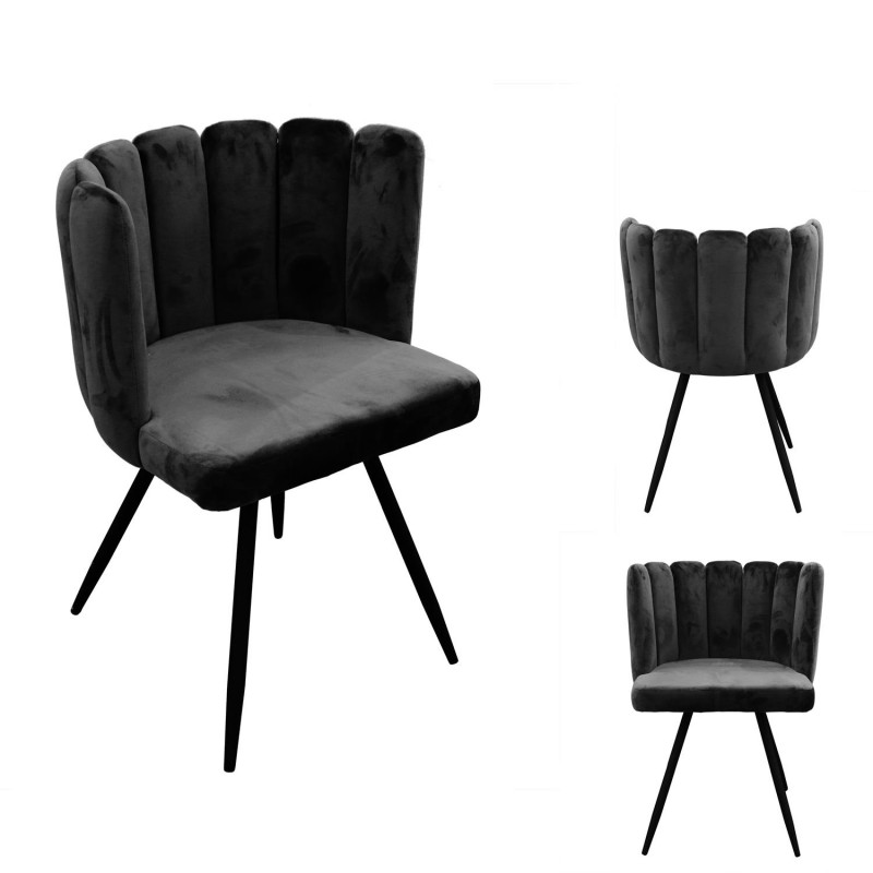 Lot De 2 Chaises En Velours Ariel Noir Home Deco Factory