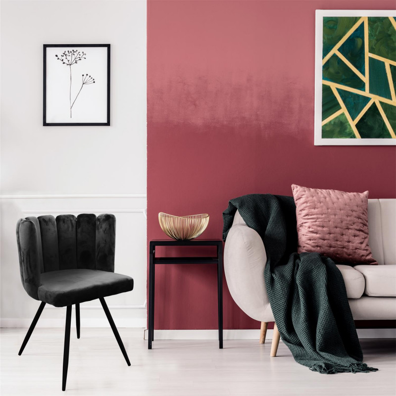 Lot De 2 Chaises En Velours Ariel Noir Home Deco Factory
