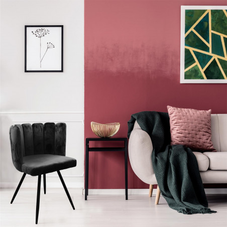 Lot De 2 Chaises En Velours Ariel Noir Home Deco Factory
