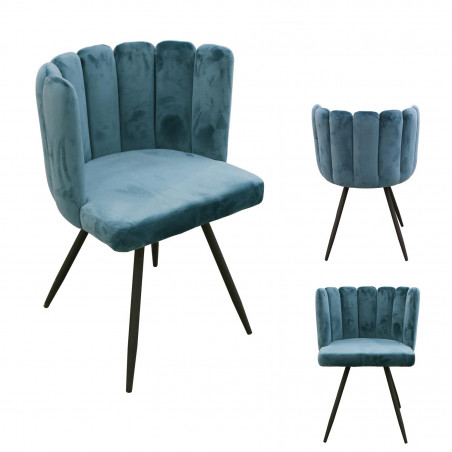 Lot De 2 Chaises En Velours Ariel Bleu Home Deco Factory