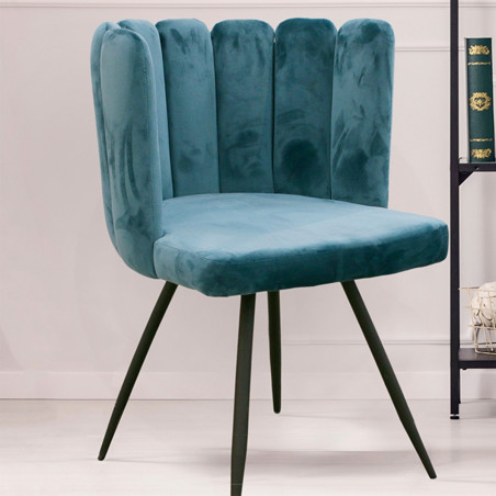 Lot De 2 Chaises En Velours Ariel Bleu Home Deco Factory