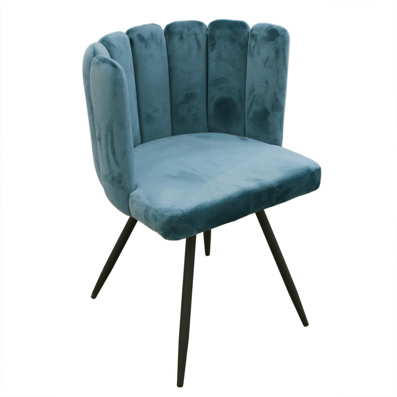 Lot De 2 Chaises En Velours Ariel Bleu Home Deco Factory